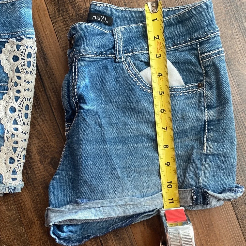 Bundle Rue21 Distressed Blue Jean Shorts with Lace Accents